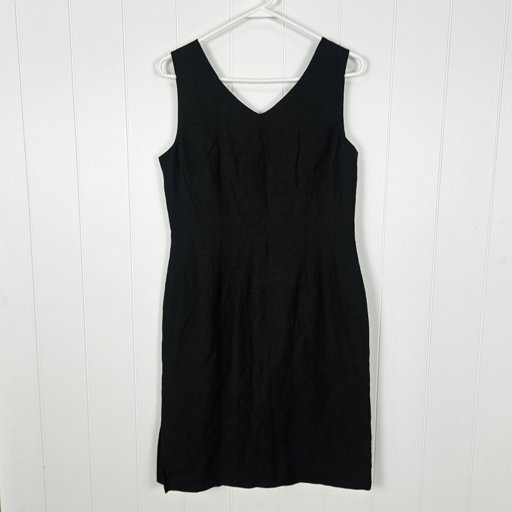 Kasper Linen Blend Dress Womens Sleeveless Black Lined Above Knee Capsule 8